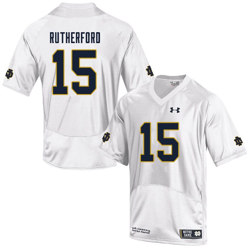 Men #15 Isaiah Rutherford Notre Dame Fighting Irish College Football Jerseys Sale-White - Click Image to Close